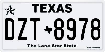 TX license plate DZT8978