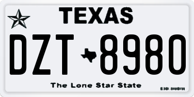 TX license plate DZT8980