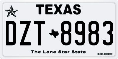TX license plate DZT8983