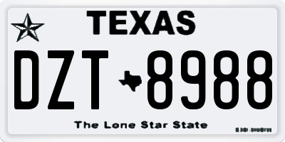 TX license plate DZT8988