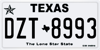 TX license plate DZT8993