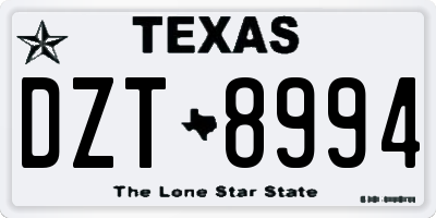 TX license plate DZT8994
