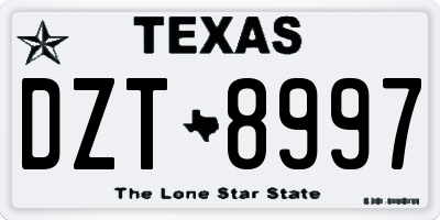 TX license plate DZT8997