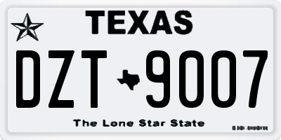 TX license plate DZT9007