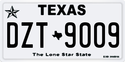 TX license plate DZT9009