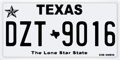 TX license plate DZT9016