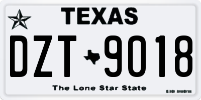 TX license plate DZT9018