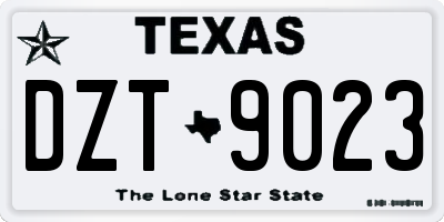 TX license plate DZT9023