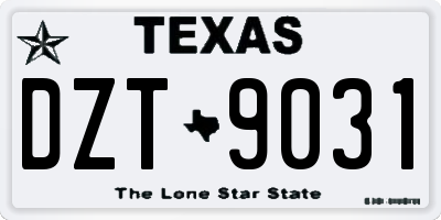TX license plate DZT9031