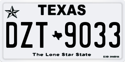 TX license plate DZT9033