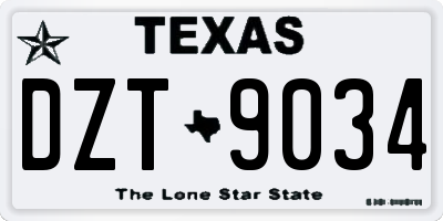 TX license plate DZT9034