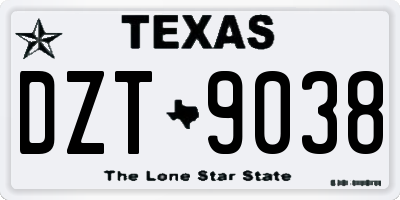 TX license plate DZT9038