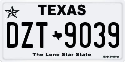 TX license plate DZT9039