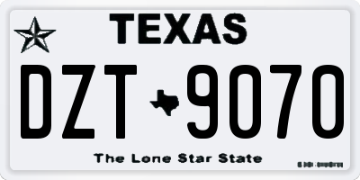 TX license plate DZT9070