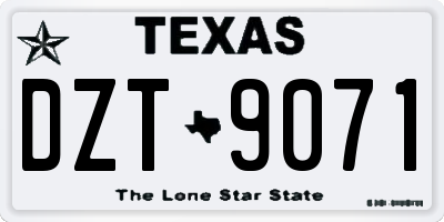 TX license plate DZT9071