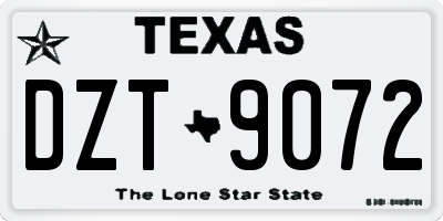 TX license plate DZT9072