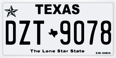TX license plate DZT9078