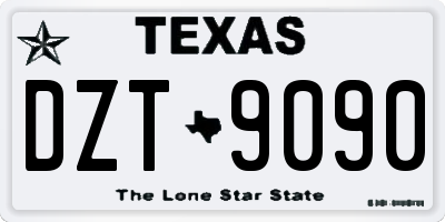 TX license plate DZT9090