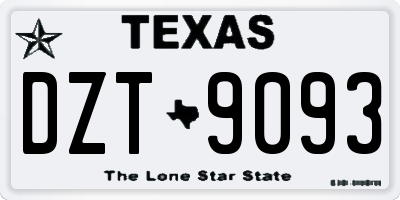 TX license plate DZT9093