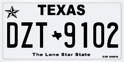 TX license plate DZT9102