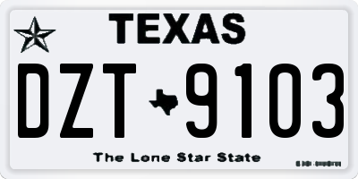 TX license plate DZT9103