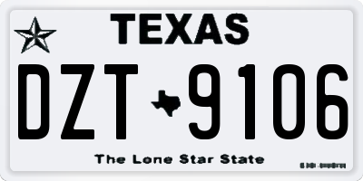 TX license plate DZT9106