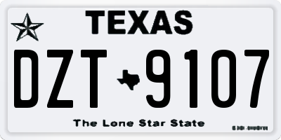 TX license plate DZT9107