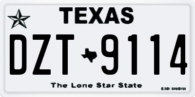 TX license plate DZT9114