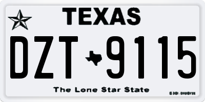 TX license plate DZT9115