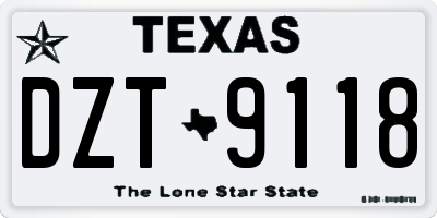 TX license plate DZT9118