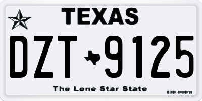 TX license plate DZT9125