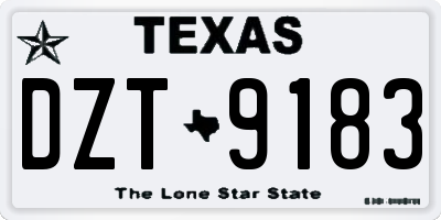 TX license plate DZT9183