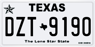 TX license plate DZT9190