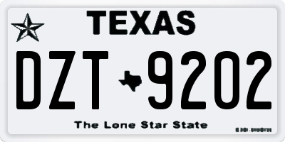 TX license plate DZT9202