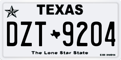 TX license plate DZT9204
