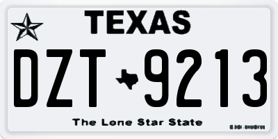 TX license plate DZT9213
