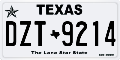 TX license plate DZT9214