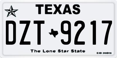 TX license plate DZT9217