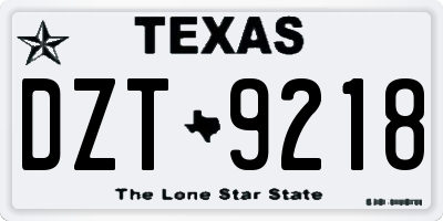 TX license plate DZT9218