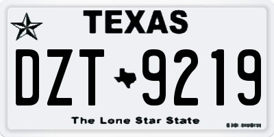 TX license plate DZT9219