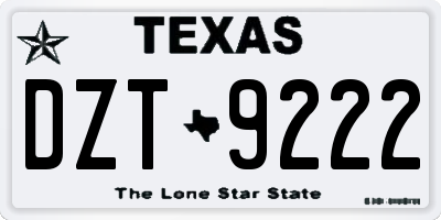 TX license plate DZT9222
