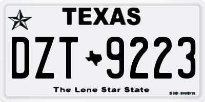 TX license plate DZT9223