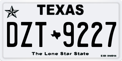 TX license plate DZT9227
