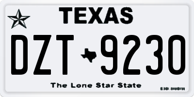TX license plate DZT9230