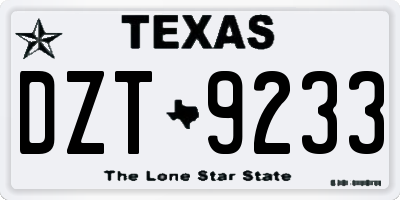 TX license plate DZT9233