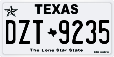 TX license plate DZT9235