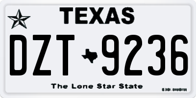 TX license plate DZT9236