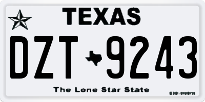 TX license plate DZT9243