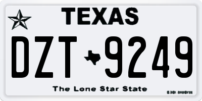 TX license plate DZT9249