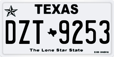 TX license plate DZT9253